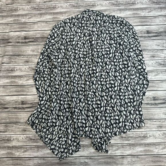 Lily White Women's Lightweight Open Cardigan Abstract White Black XL Extra Large - Picture 13 of 13